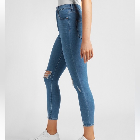 Express Cropped Skinny Super High Rise Jeans Size 2R - Picture 4 of 10